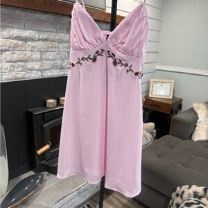 wild fable Pink Satin prom Chemise with Floral Embroidery